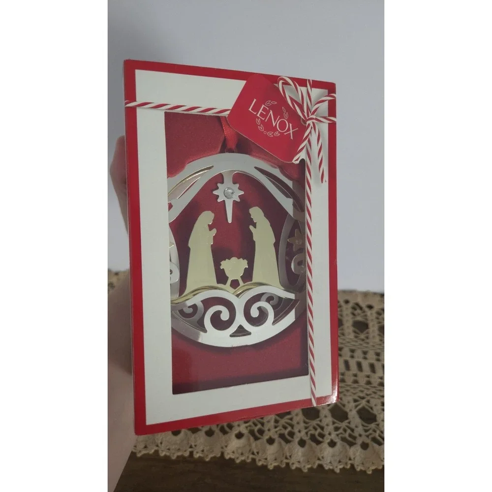 Lenox Stamped Nativity Ornament 3.9